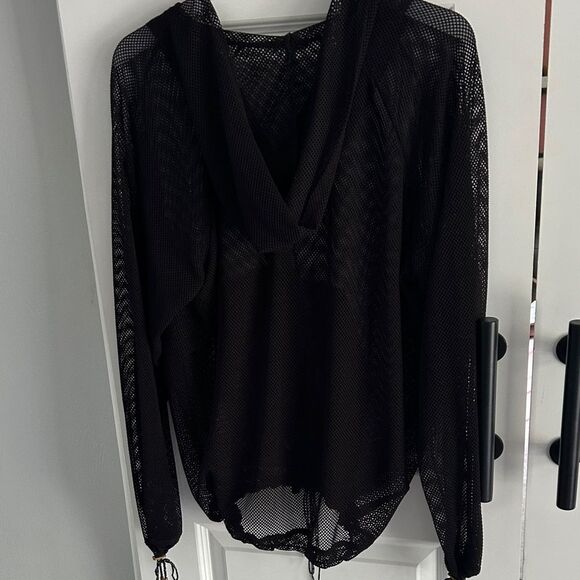 FP Movement Black Mesh hooded Women's Swim Cover-Up Small - Picture 6 of 7